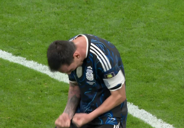 greatest footballer of all time, Lionel Messi Celebrating after defeating England at the world cup semi finals